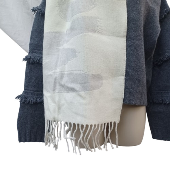 Alexander McQueen Oversized Graffiti Logo Scarf Ivory Silver Wool Silk NWT Rare - Picture 5 of 16